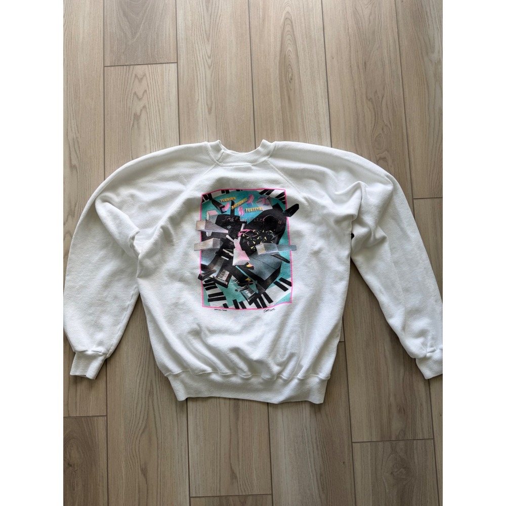 1988 Vintage Hanes Florida National Jazz Festival Sweatshirt Mens L White 80s